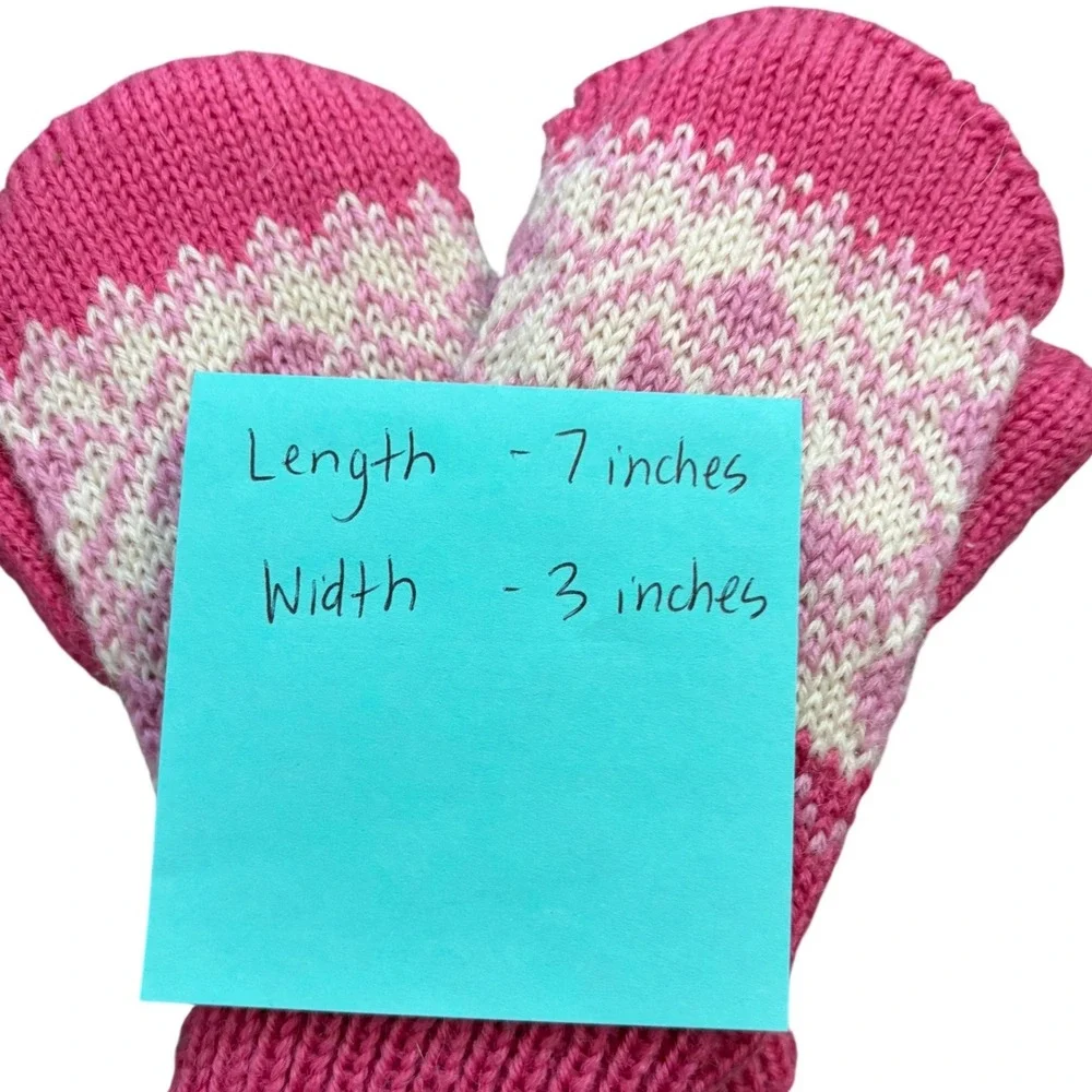 Snarby Strikkestudio As Kids Pink Wool Fair Isle Hat & Norlender Mittens Set 3-6